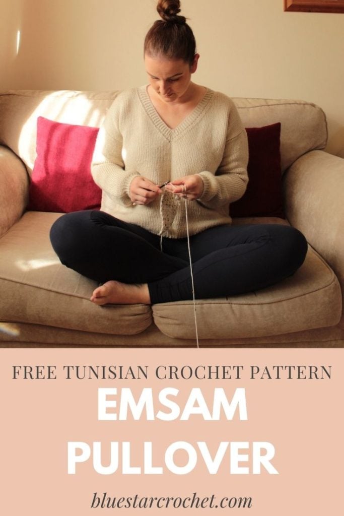 Boxy Tunisian knit stitch pullover by Blue Star Crochet