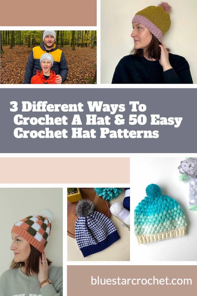 3 Different Ways To Crochet A Hat & 50 Easy Crochet Hat Patterns - Blue ...