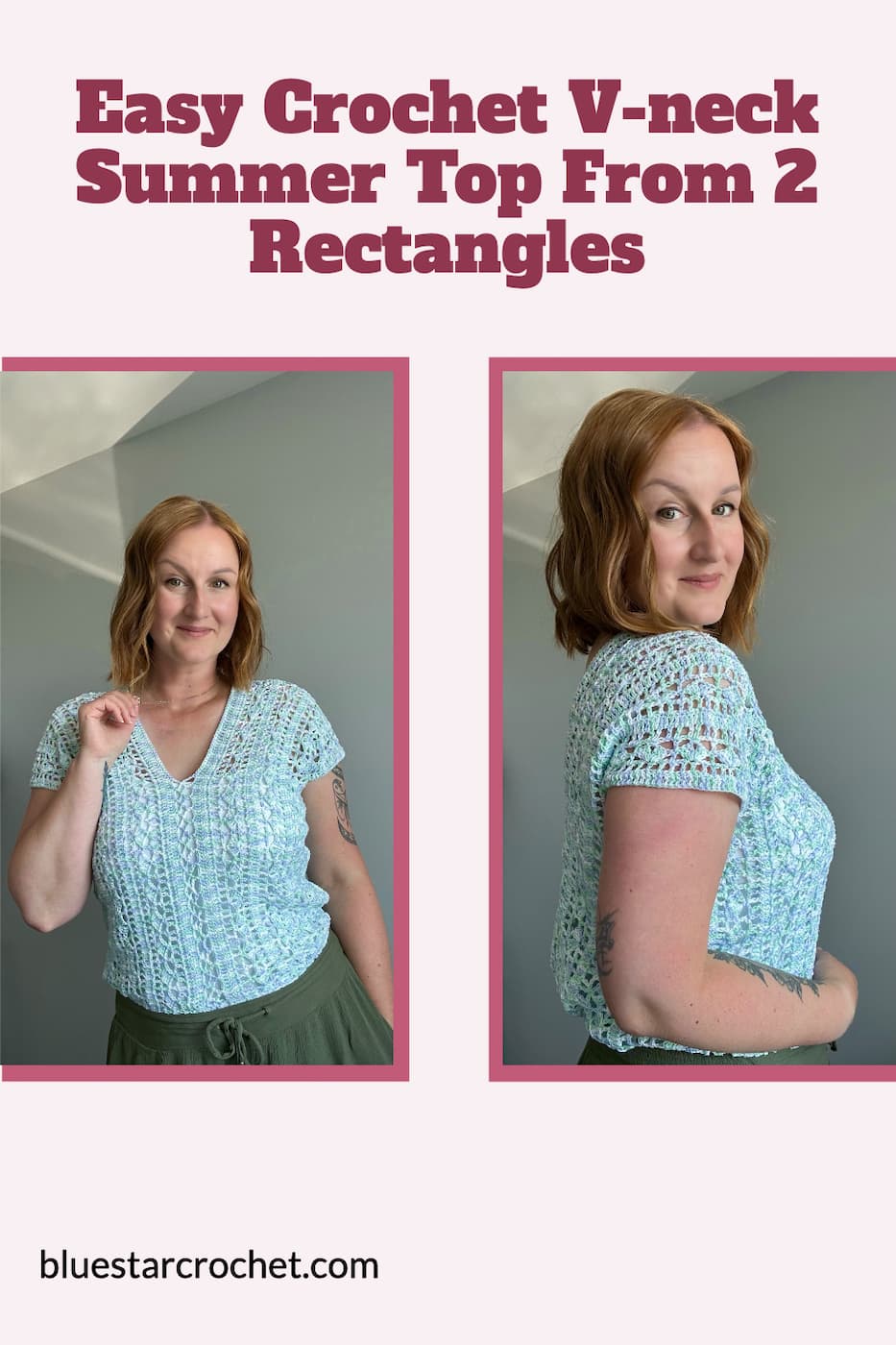 easy crochet lace V-neck top for summer free pattern
