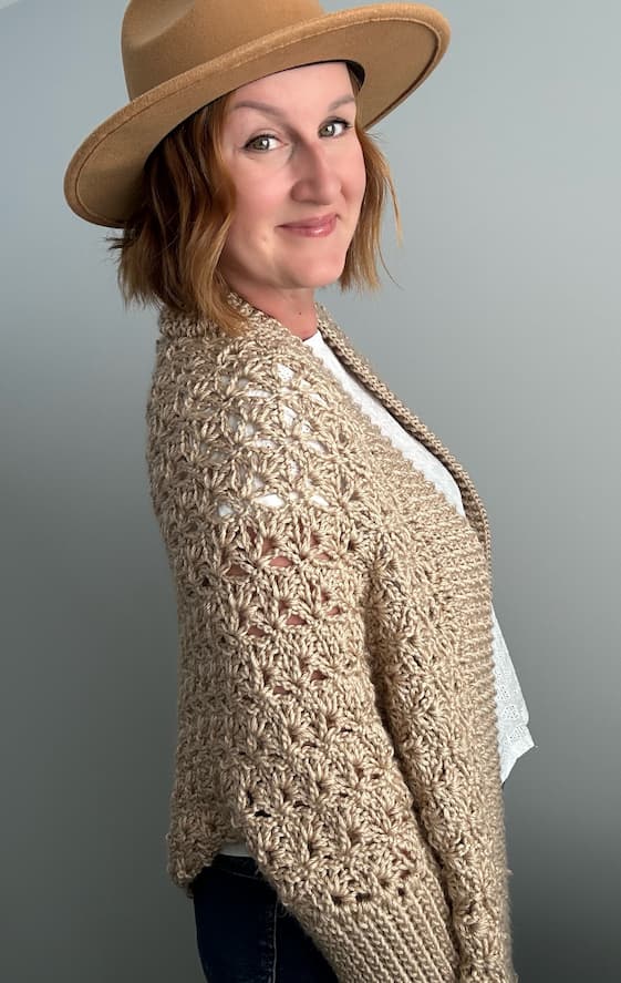 lotte lace crochet shrug free pattern by Blue Star Crochet