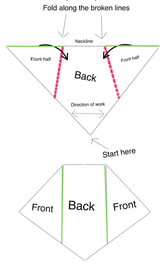 lace crochet shrug from triangle schematics