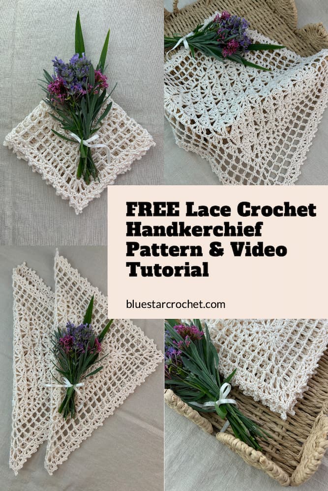 free lace crochet handkerchief pattern and video tutorial