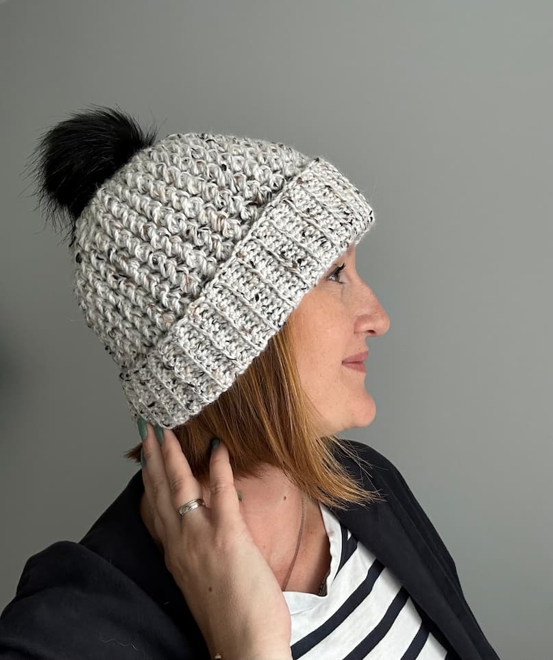beanie style free crochet cable hat