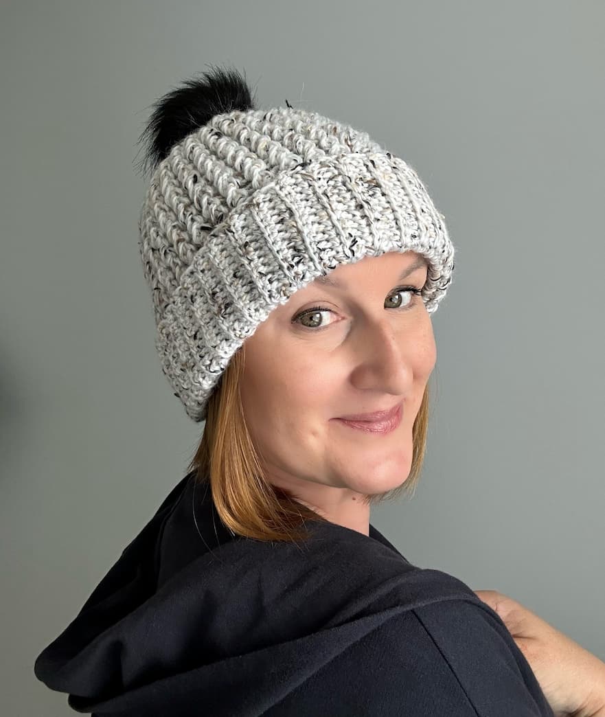 cabled crochet beanie hat free pattern with video