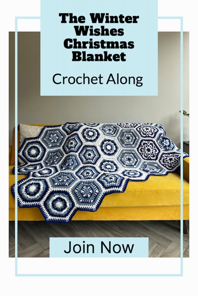 hexagon winter crochet blanket crochet along