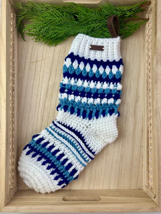 festive crochet stocking for christmas