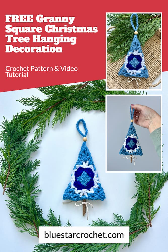 granny square Christmas tree decoration free pattern & video tutorial