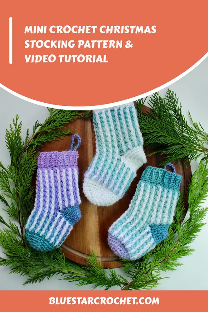 mini christmas crochet stocking free pattern and video tutorial