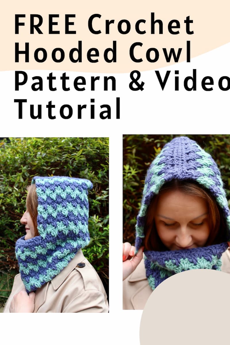free crochet hooded cowl pattern & video