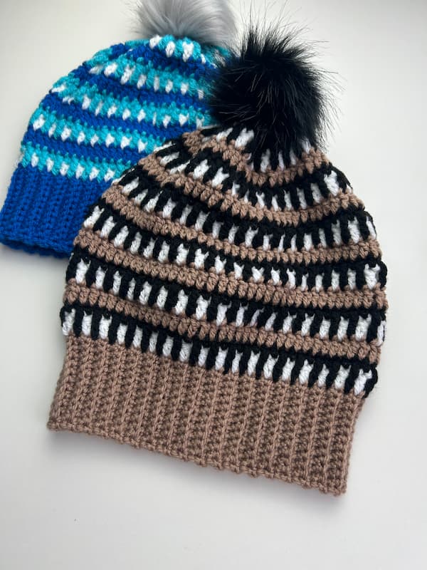 interlocking crochet beanie from preemie to adult