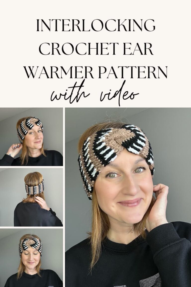 FREE Interlocking Crochet Ear Warmer Pattern & Video Tutorial - Blue ...