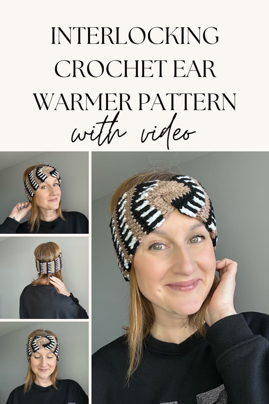 interlocking crochet ear warmer free pattern with video tutorial