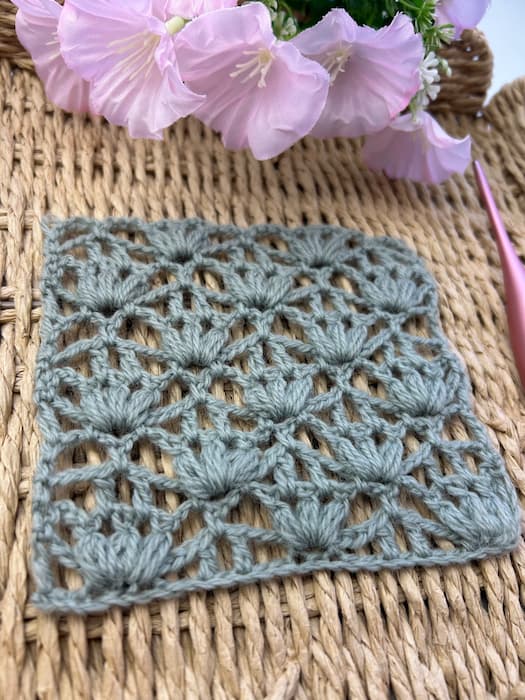 crochet puff petal lattice stitch