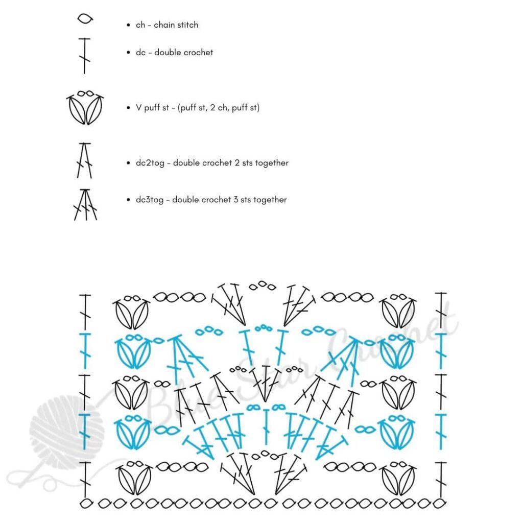 Vine Trellis Crochet Stitch Chart by Blue Star Crochet