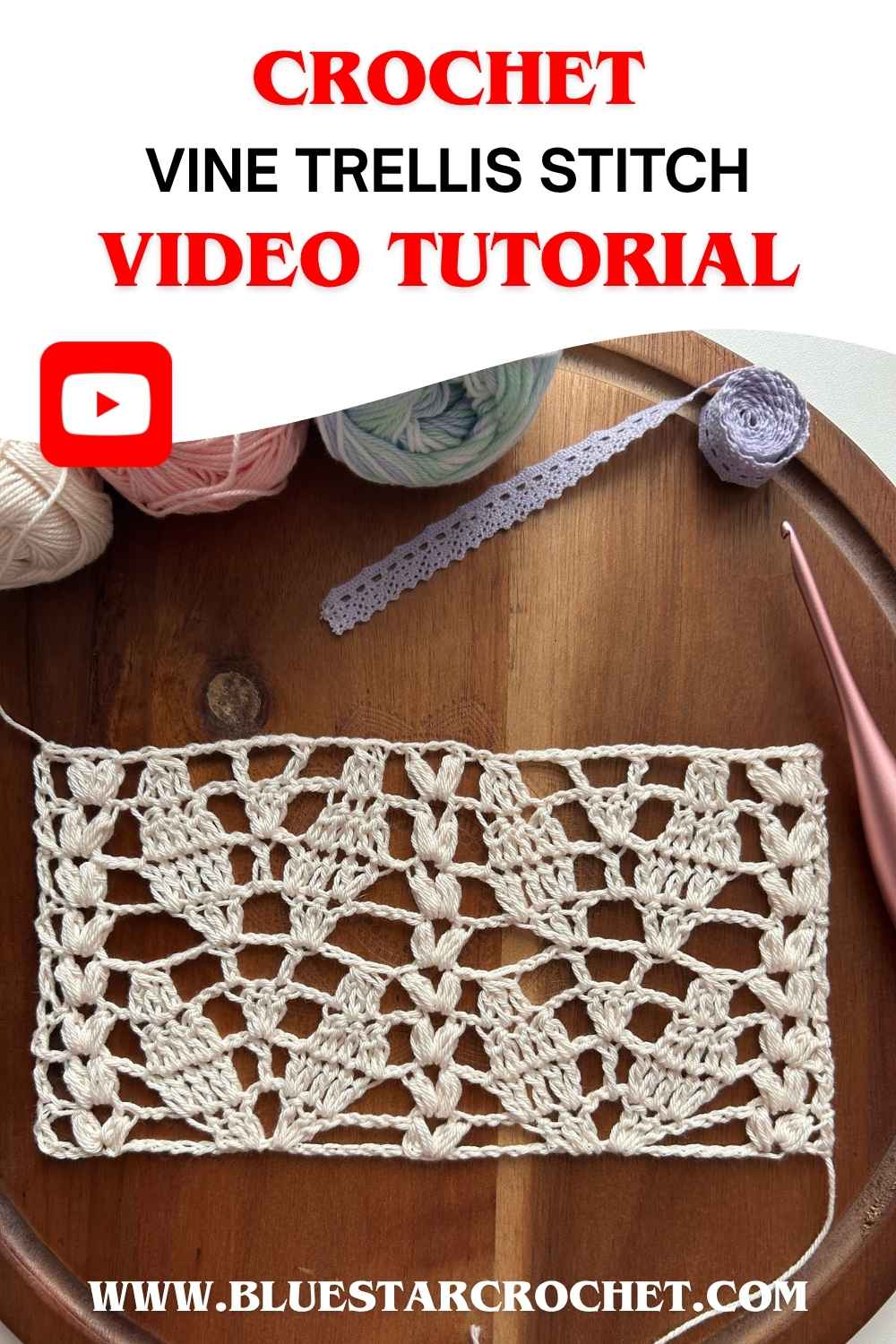 vine trellis crochet stitch video tutorial