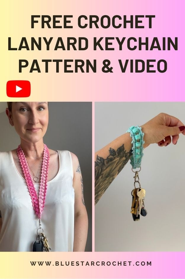 crochet lanyard keychain free pattern & video