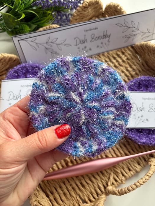 variegated yarn crochet dish scrubbies