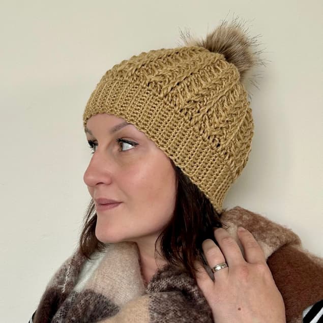 chunky winter crochet beanie pattern with texture
