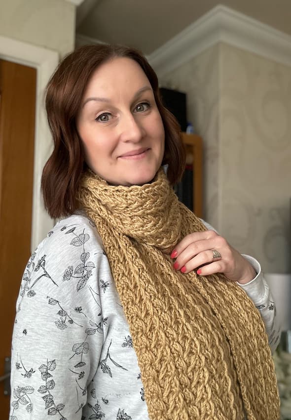 textured crochet scarf for women